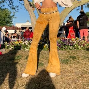 Yellow print bell bottom pants